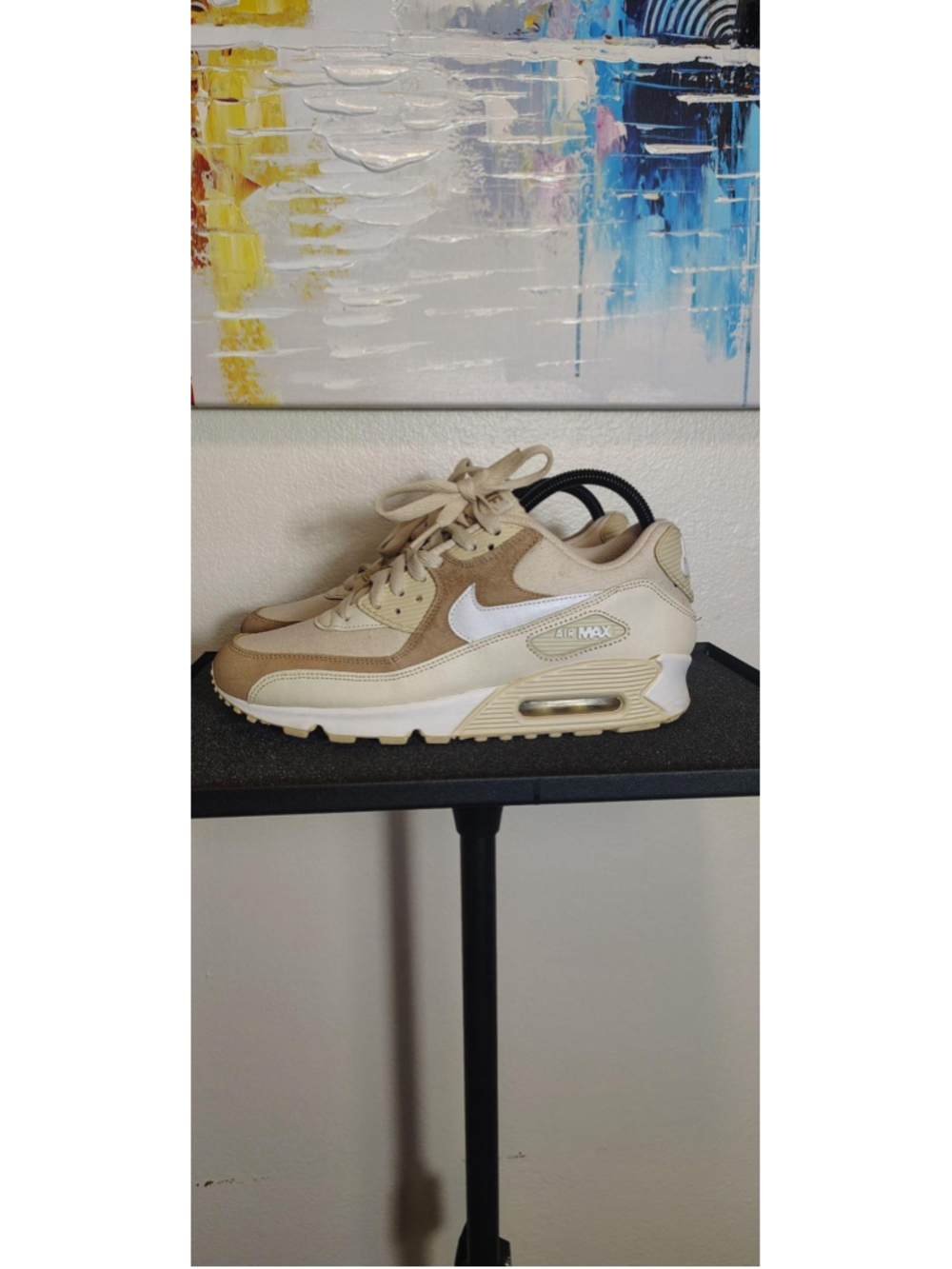 Nike Air Max 90 Shoes Womens Size 8.5 Beige Tan Colorblock Sneakers 325120-201